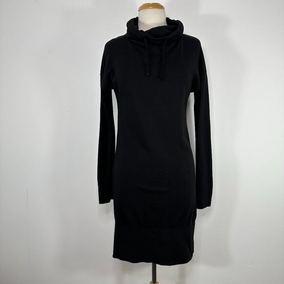 Standard James Perse Women's Funnel Neck Dress Size S 1 Black Cotton USA Made - Picture 2 of 12